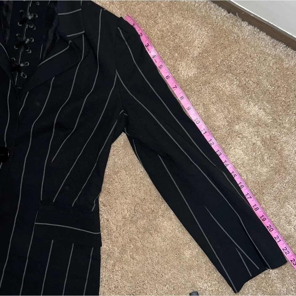 Charles Chang Lima Rare Goth Style Wool Blazer Shoelace Back Silk Lining Size 8